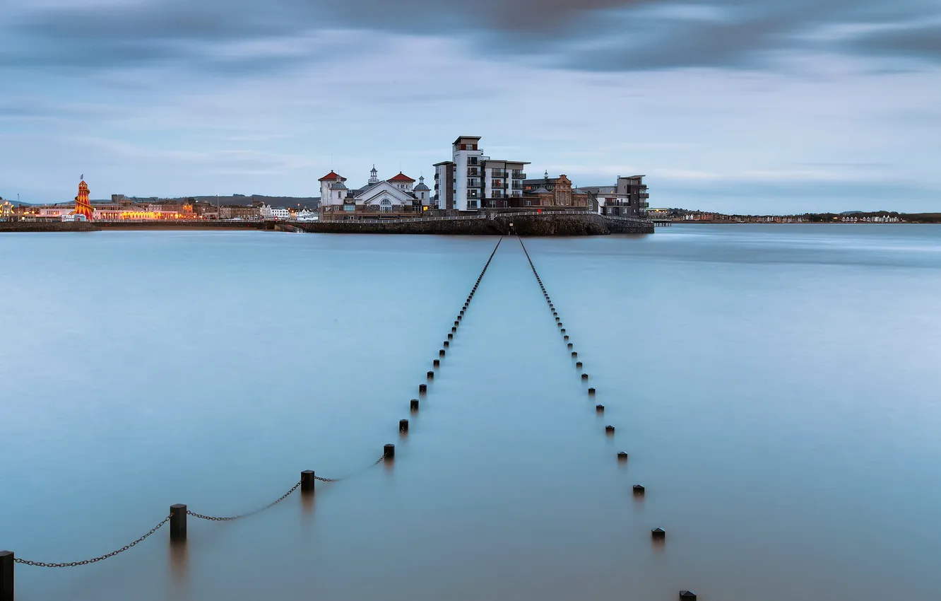 Photo wallpaper bridge, long exposure, Weston Supermare