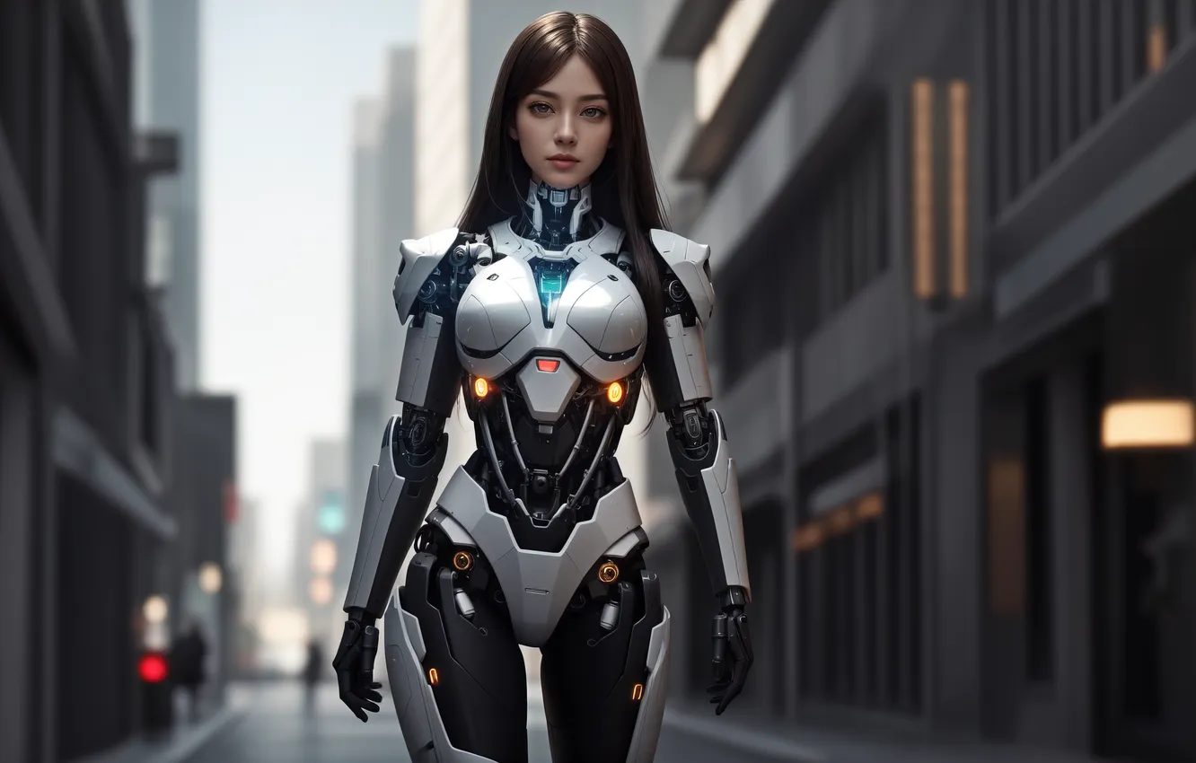 Photo wallpaper city, Android, Future, sci fi, Cyberpunk