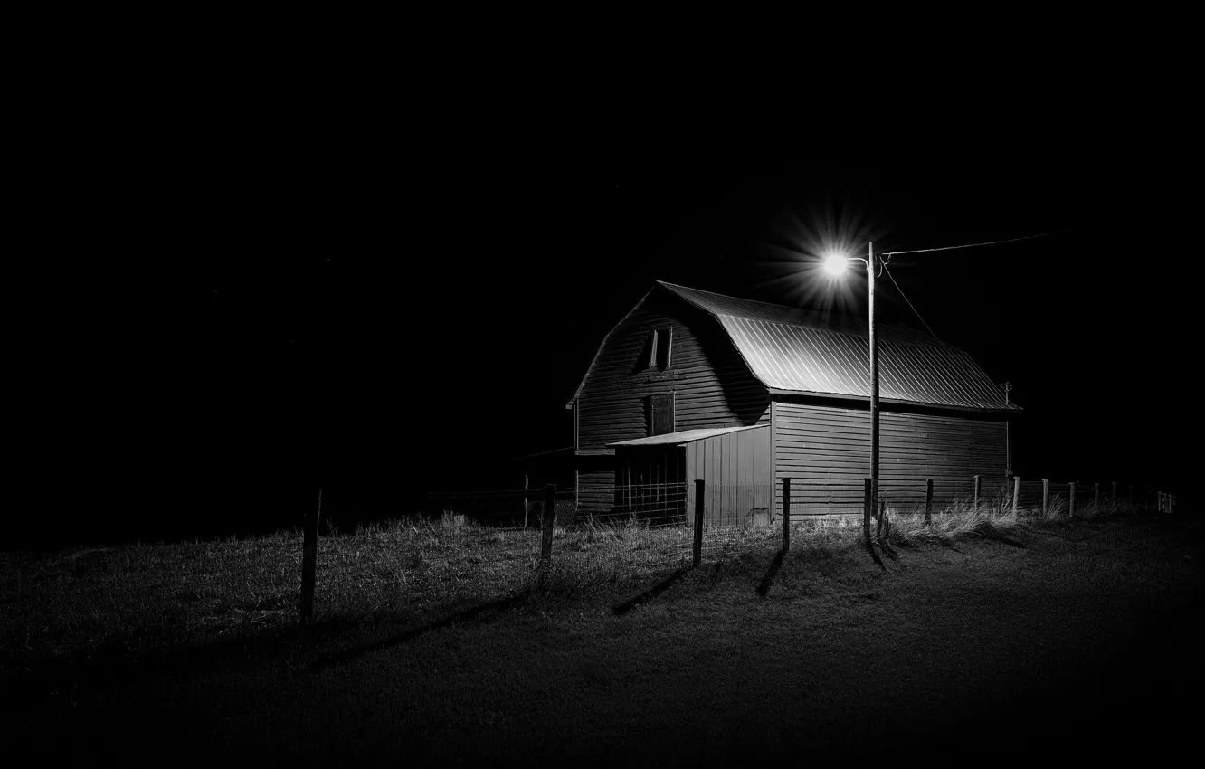 Photo wallpaper light, night, house