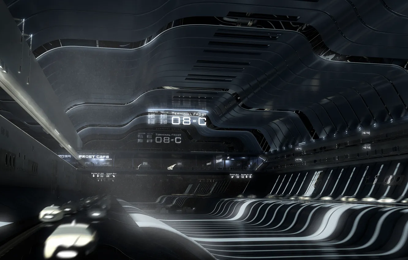 Photo wallpaper space, transport, ship, hangar, space, Terminal