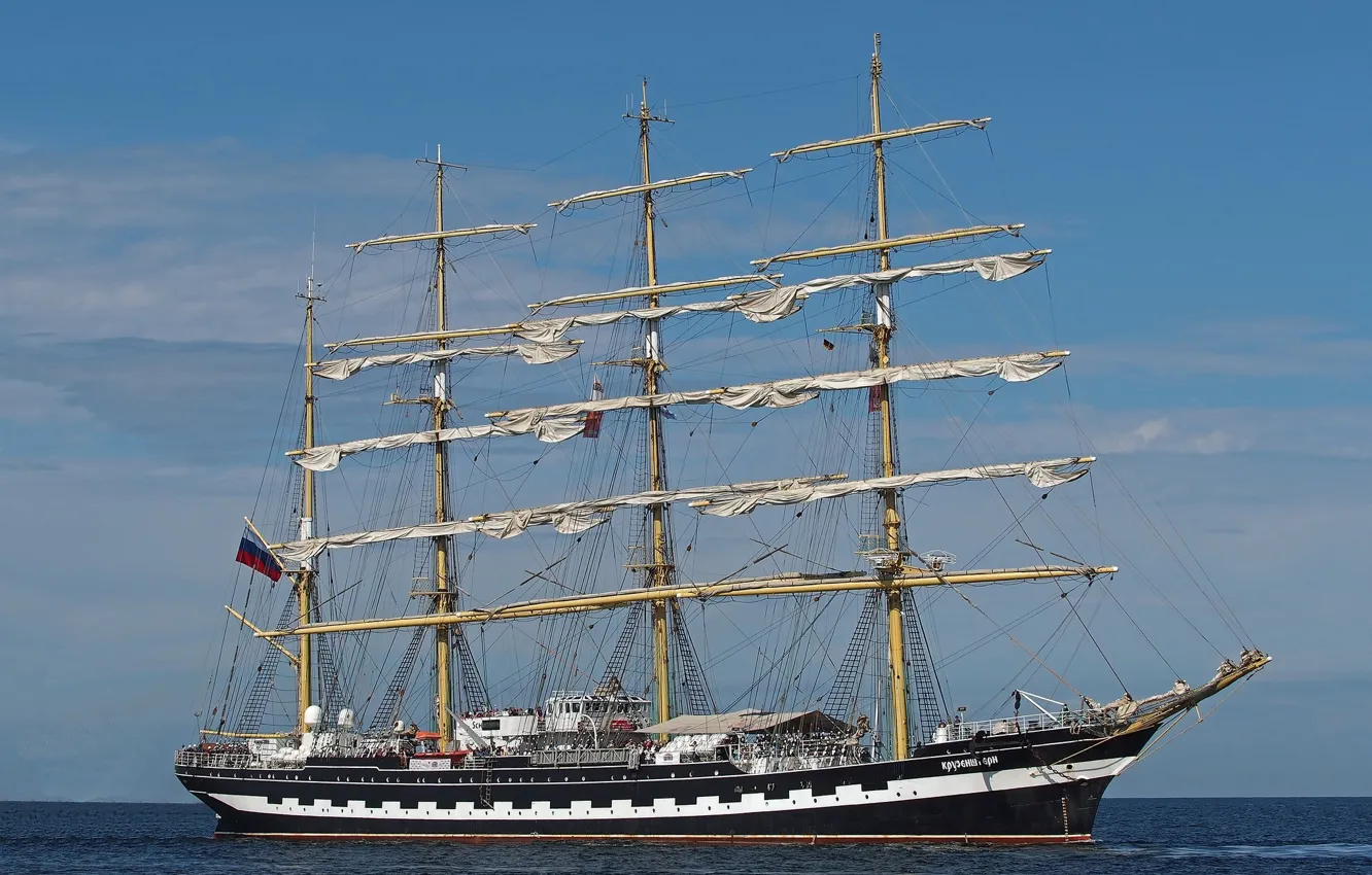 Photo wallpaper ship, sailboat, the cable, mast, Kruzenshtern