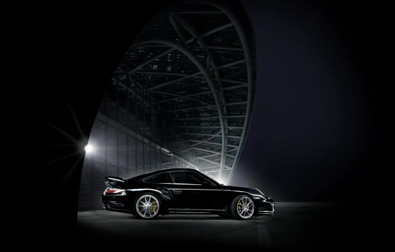 Photo wallpaper night, black, The city, Porsche