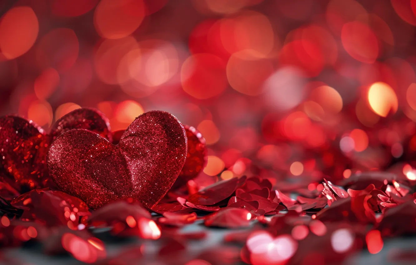 Photo wallpaper love, holiday, heart, hearts, Valentine's day, congratulations, bokeh, festive background