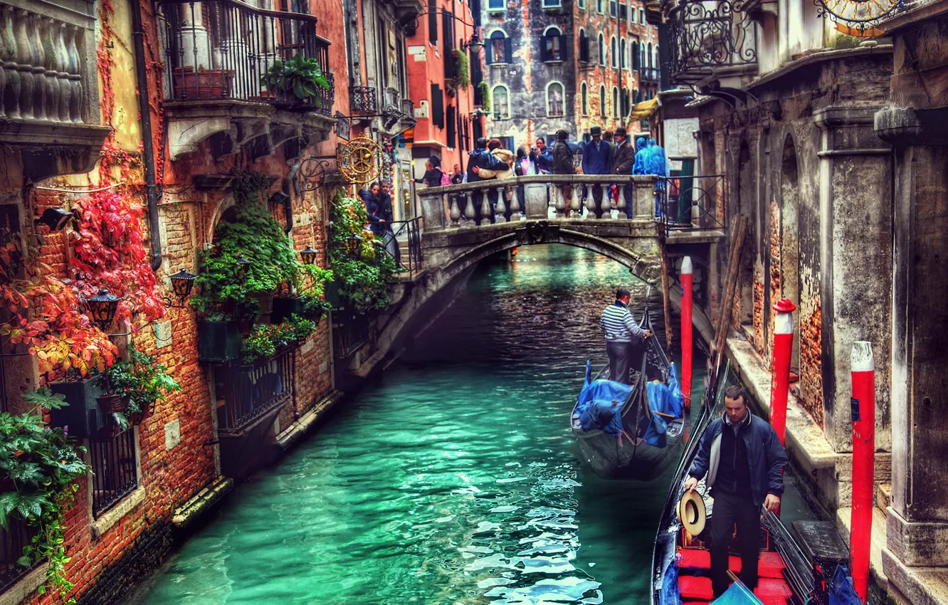 Photo wallpaper Italy, Venice, channel, the bridge, Italy, bridge, gondola, Venice