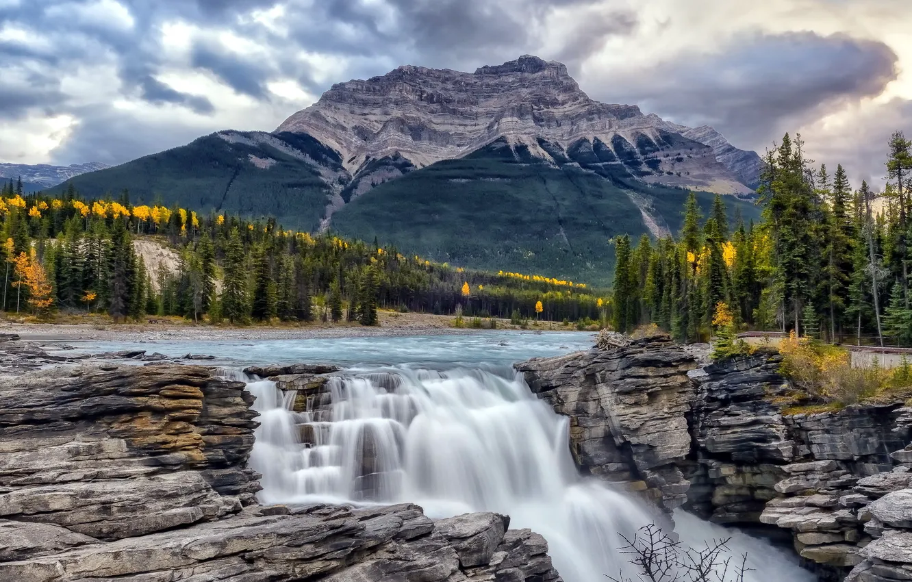 Photo wallpaper Alberta, Canada, autumn, Athabasca River, Athabasca Falls