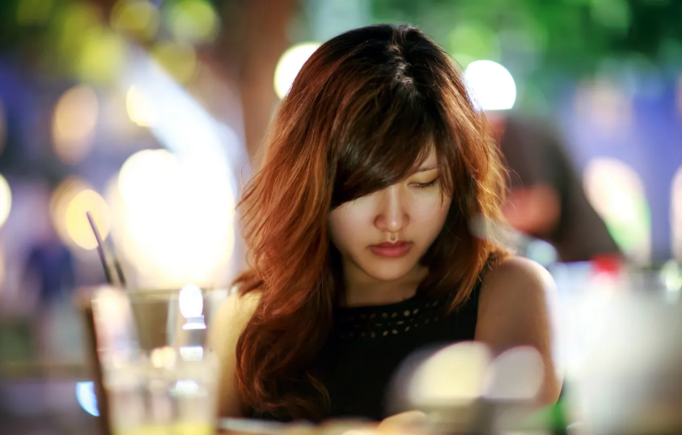 Photo wallpaper girl, background, Asian