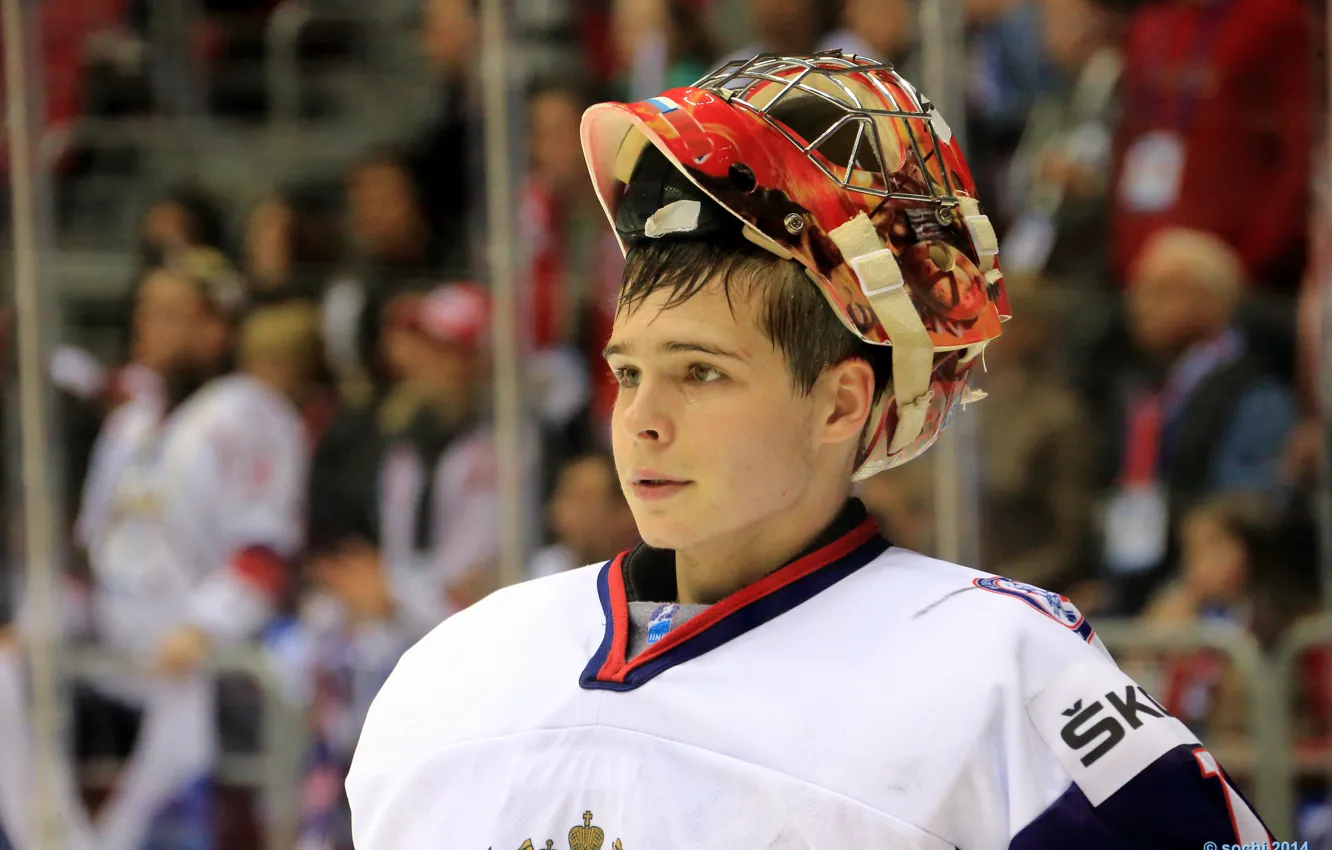 Photo wallpaper sport, male, guy, Russia, hockey, goalkeeper, man, Team