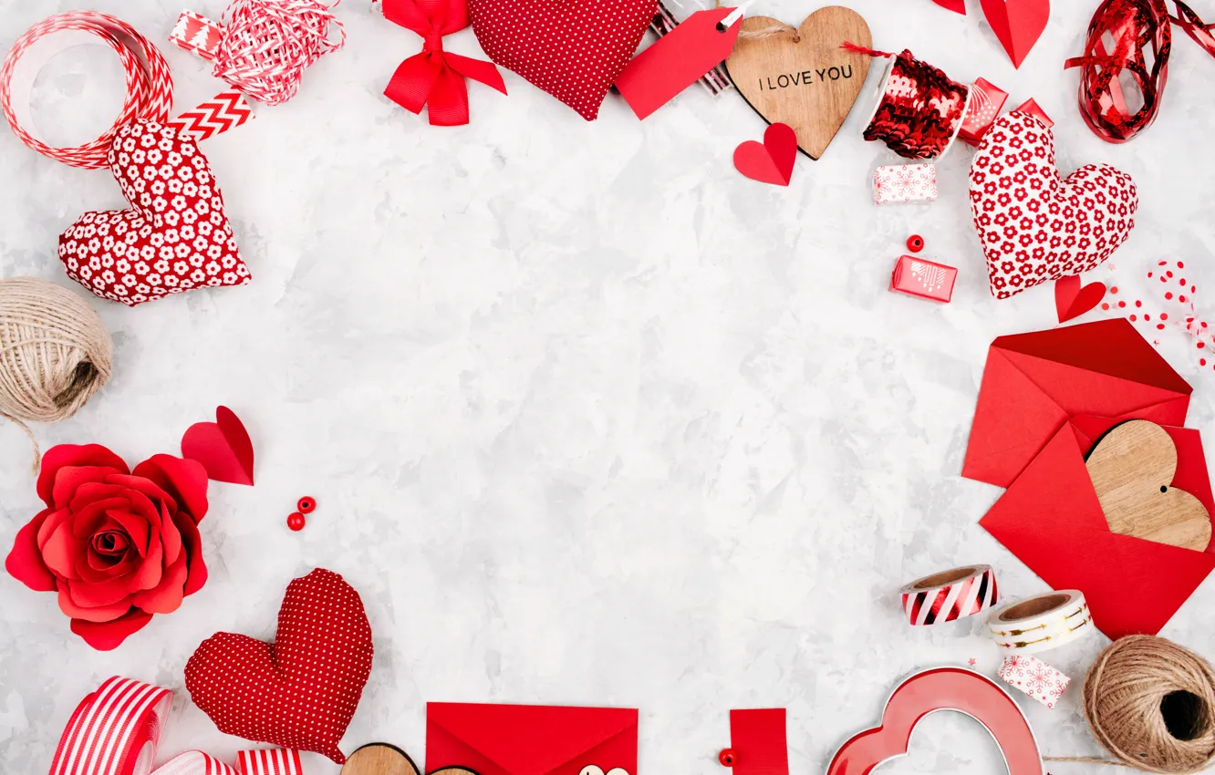 Photo wallpaper love, romance, hearts, red, love, romantic, hearts, Valentine's Day, gift, decoration