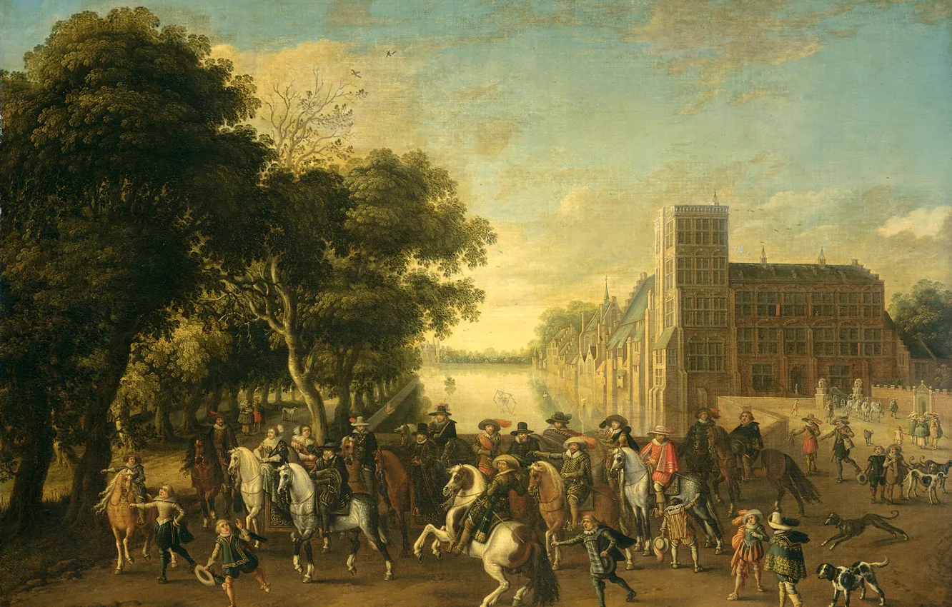 Photo wallpaper picture, the urban landscape, genre, Pauwels of Hillegaert, Prince Maurice in the company of Prince …