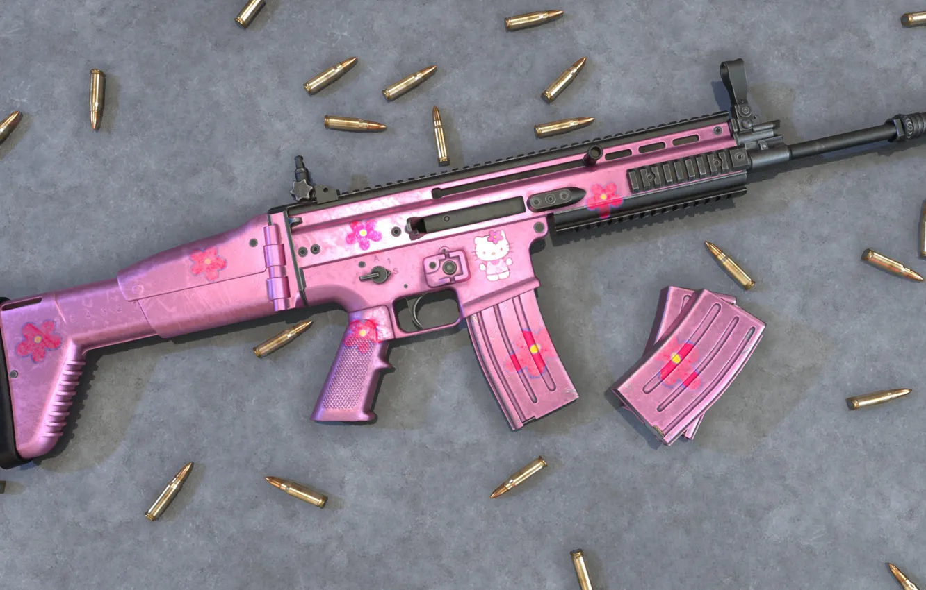 Photo wallpaper Pink, Assault Rifle, Scar