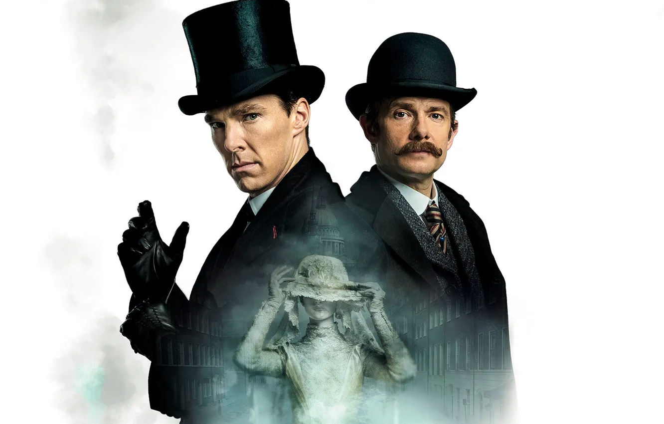 Photo wallpaper Sherlock Holmes, The bride, Martin Freeman, Benedict Cumberbatch, Sherlock, Sherlock BBC, Sherlock Holmes, John Watson