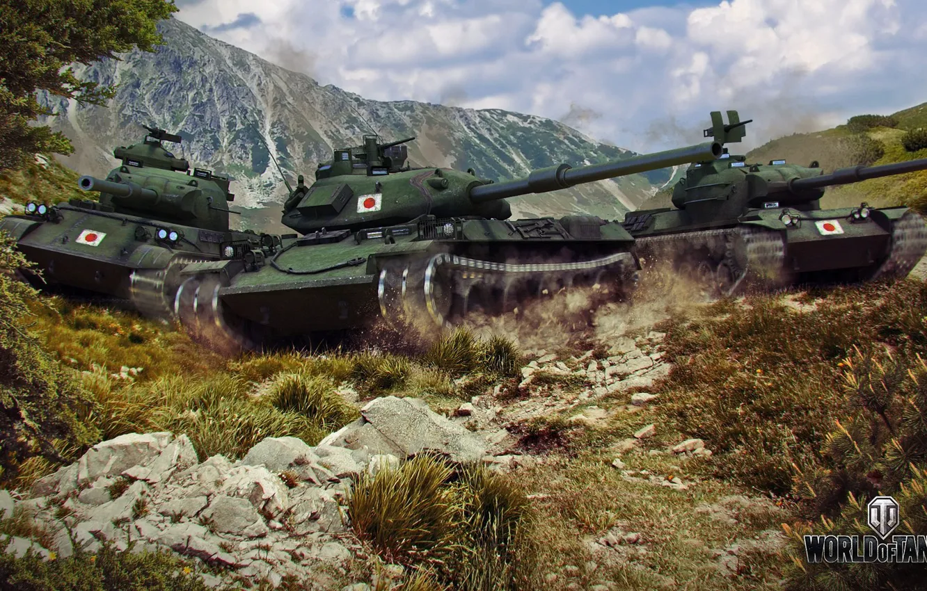 Photo wallpaper Japan, tanks, in the mountains, world of tanks, Wargaming.net, WOT, Type 61, STB-1