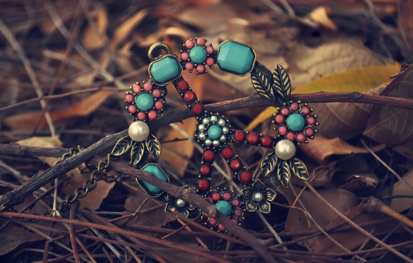 Photo wallpaper leaves, pendant, peace