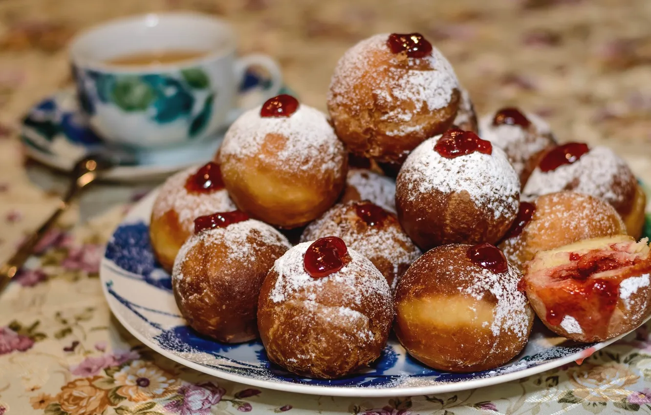 Photo wallpaper sweets, donuts, dessert, jam