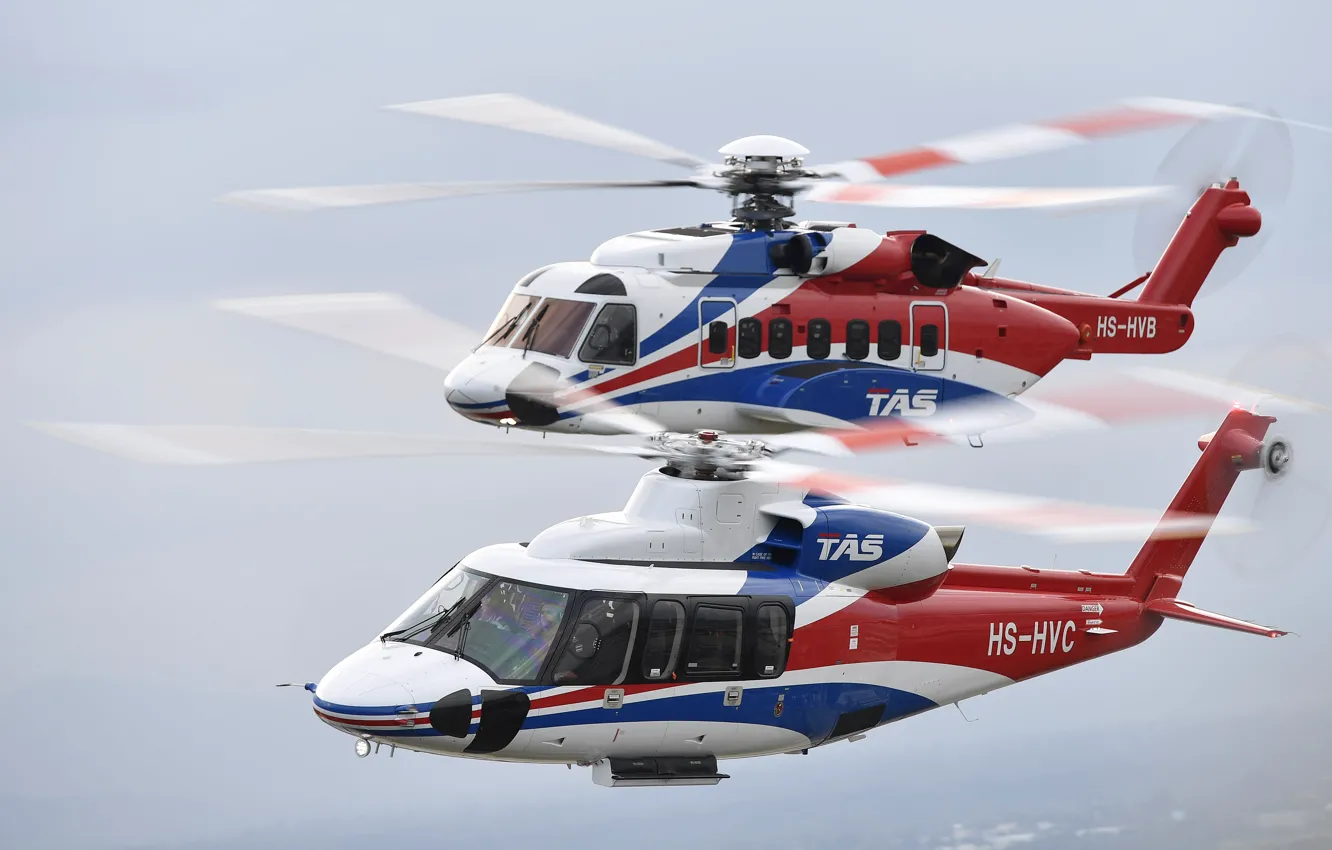 Photo wallpaper flight, helicopter, S-76D, S-92