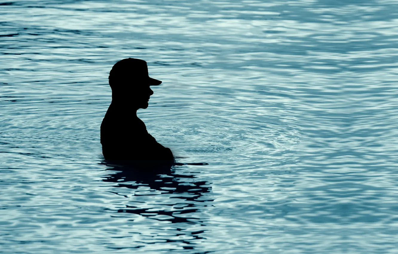 Photo wallpaper ocean, loneliness, silhouette, shadows and light