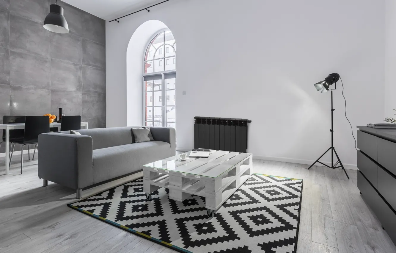 Photo wallpaper style, interior, dining room, living room, black, design, Aluminium