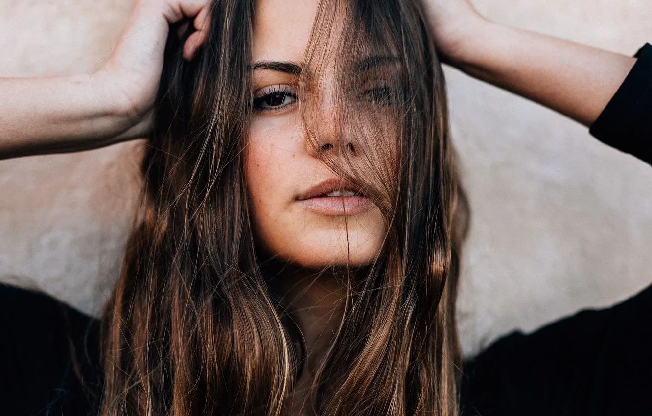 Photo wallpaper look, girl, hair, portrait