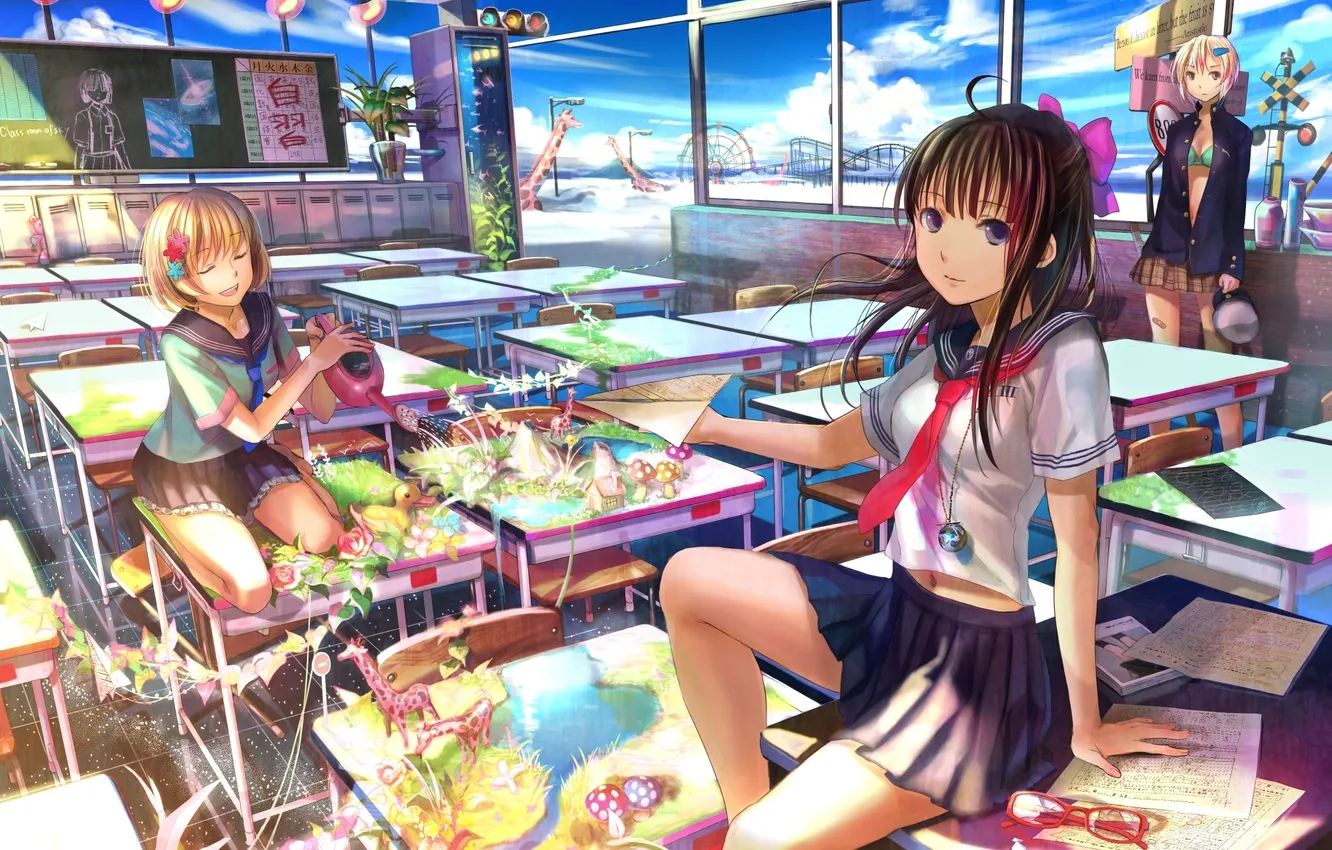 Photo wallpaper girl, school, different, veruki