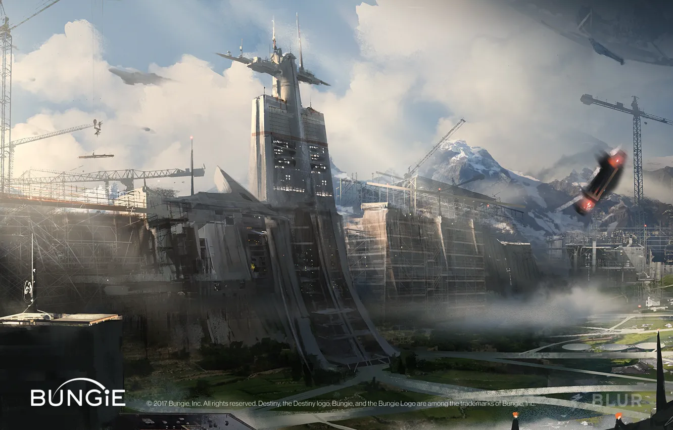 Photo wallpaper mountains, construction, Destiny 2 Cinematics Paintings Bundle
