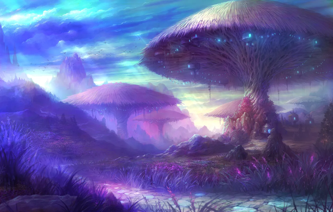 Photo wallpaper mushrooms, planet, home