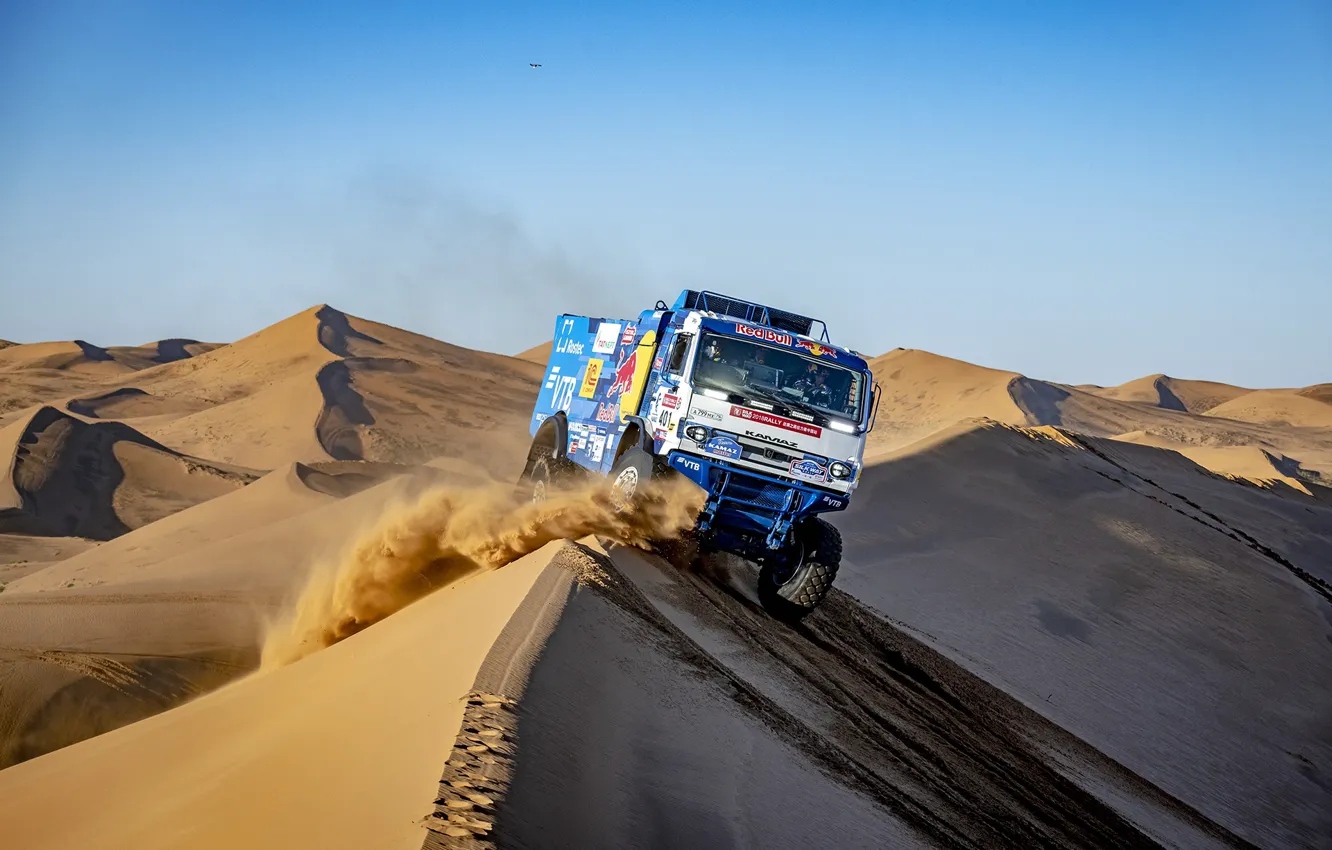 Photo wallpaper Sand, Sport, Machine, Truck, Race, Master, Hills, Russia