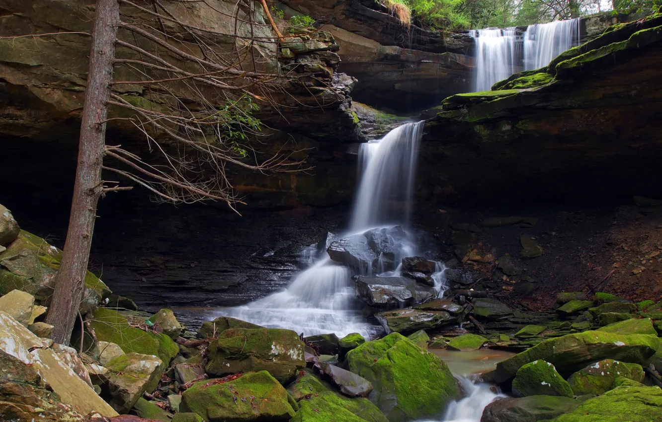 Photo wallpaper stones, rocks, waterfall, USA, Kentucky