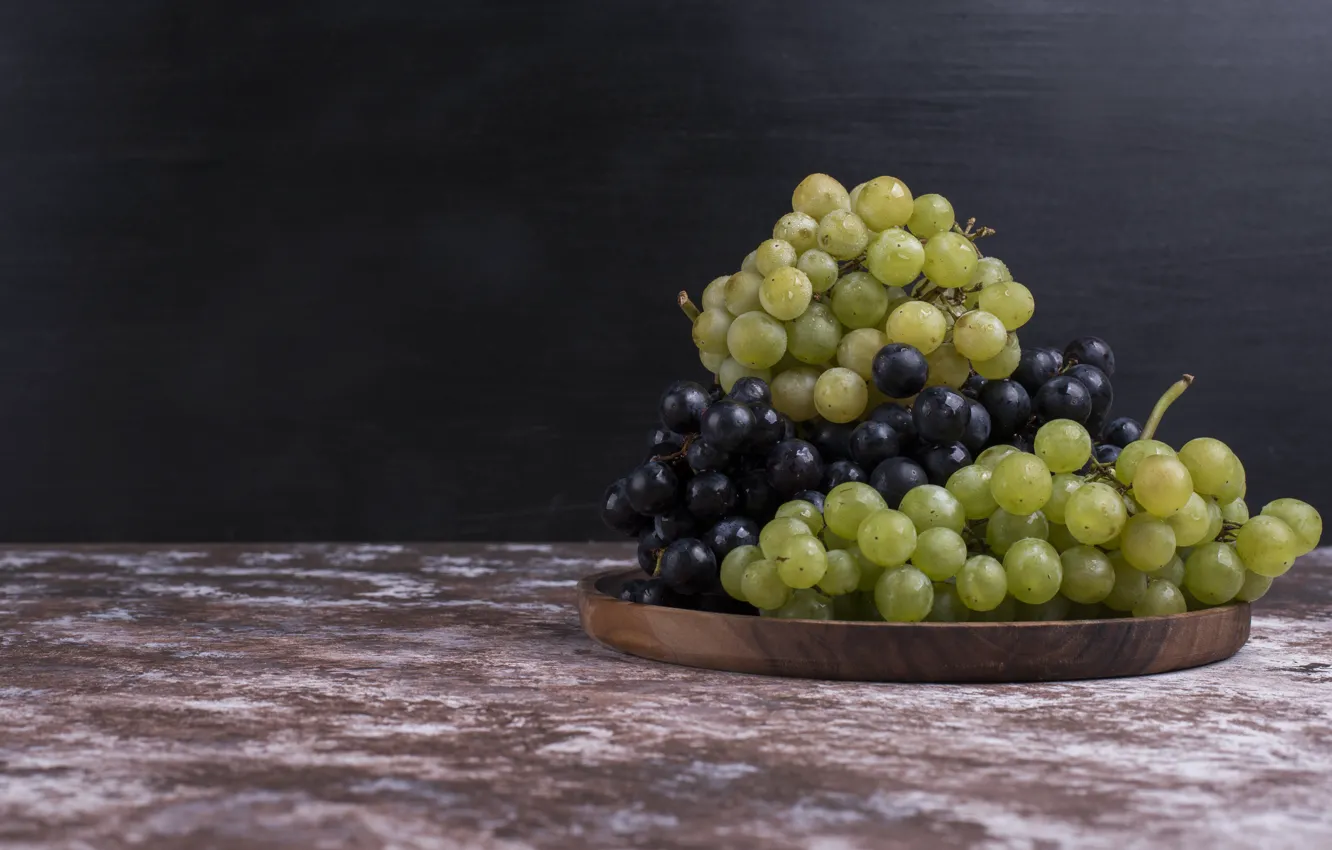 Photo wallpaper blue, green, grapes, bunch of grapes