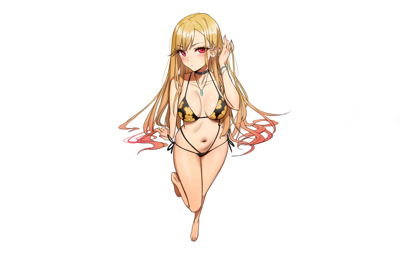 Photo wallpaper girl, sexy, cleavage, long hair, boobs, anime, beautiful, pretty