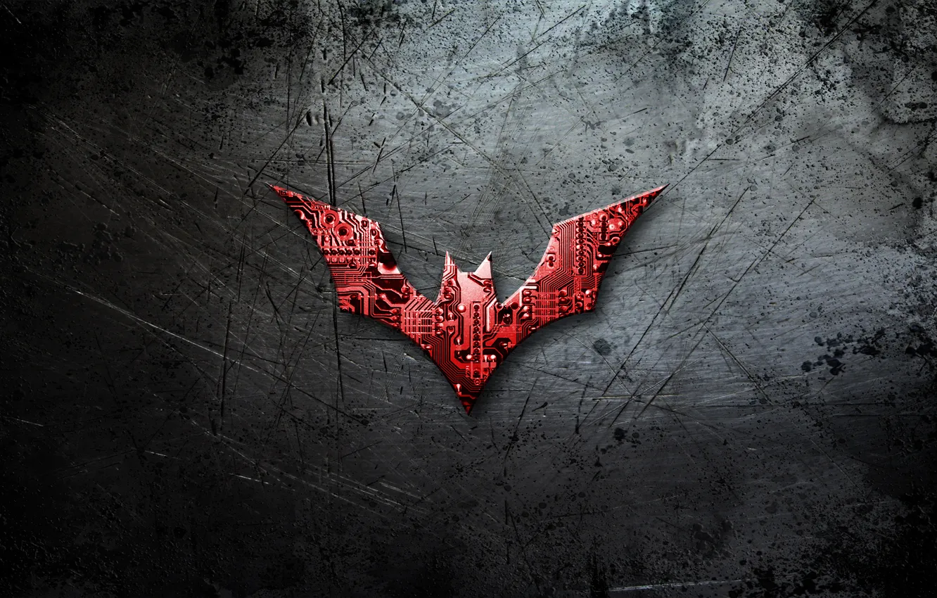 Photo wallpaper metal, chip, scratches, logo, Batman, Comics, Batman Beyond, Batman Beyond
