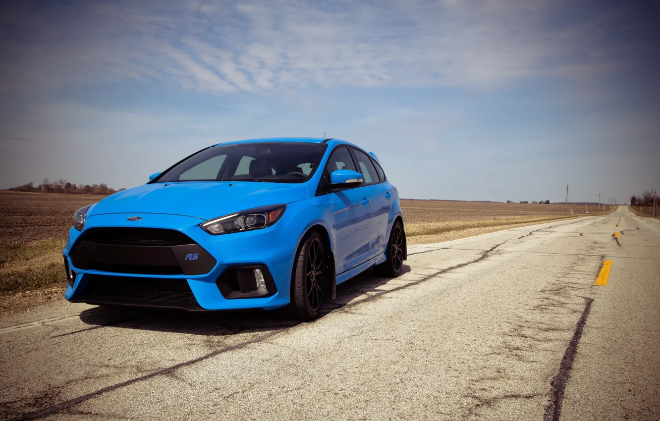 Photo wallpaper ford, road, field, blue, focus, 2017
