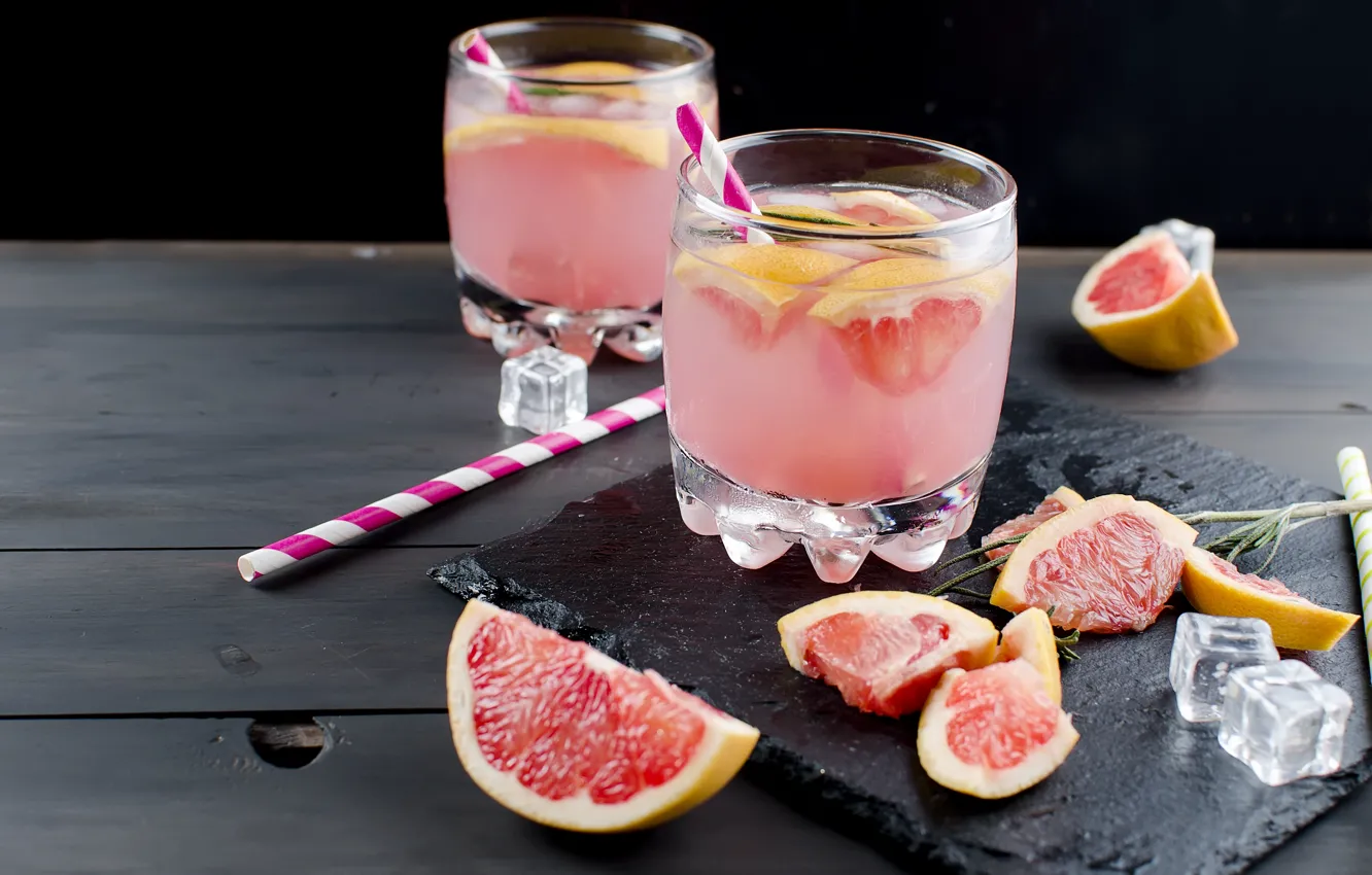Photo wallpaper ice, cocktail, drink, grapefruit, slice, Stanny