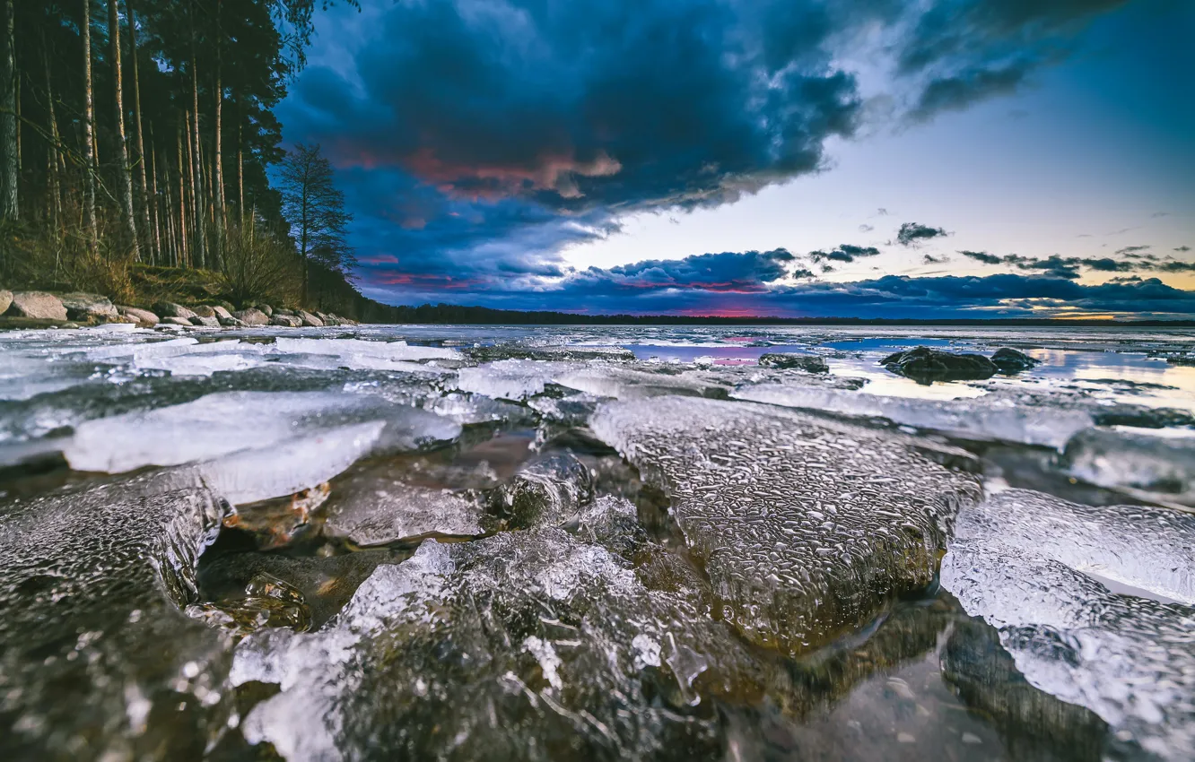 Photo wallpaper ice, winter, lake
