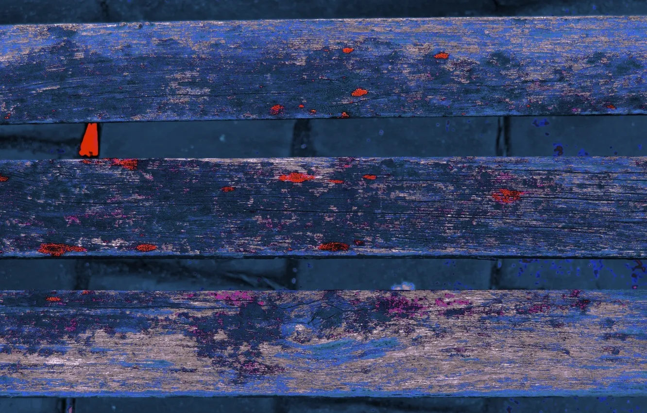 Photo wallpaper wall, Board, brick, bench