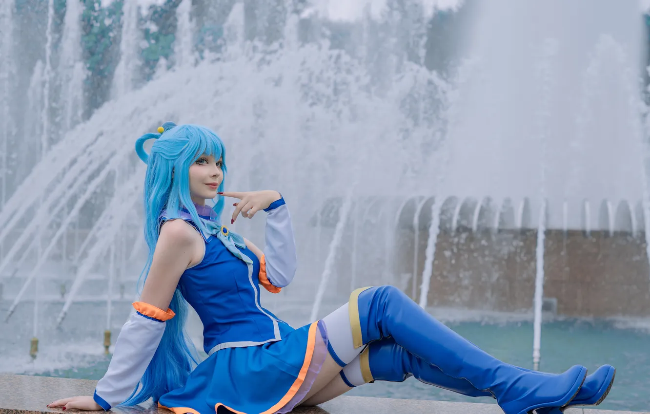 Photo wallpaper model, women, cosplay, kono subarashii sek'ai is shukufuku wo, Tsuki Des, Aqua (KonoSuba)