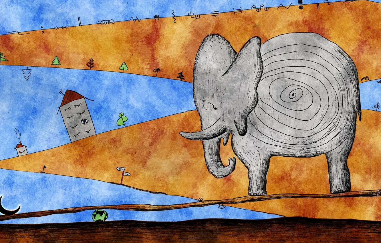 Photo wallpaper figure, elephant, vladstudio