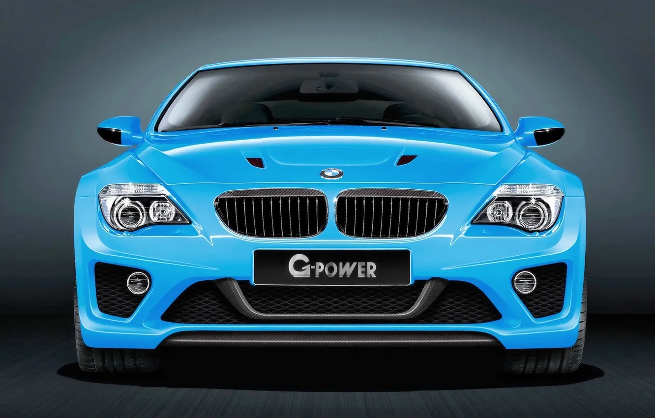 Photo wallpaper lights, tuning, BMW, grille, logo, The hood, turquoise, G-Power
