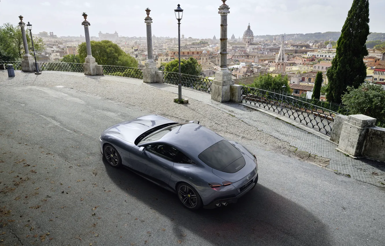 Photo wallpaper Italy, Ferrari, supercar, the view from the top, Roma, 2020