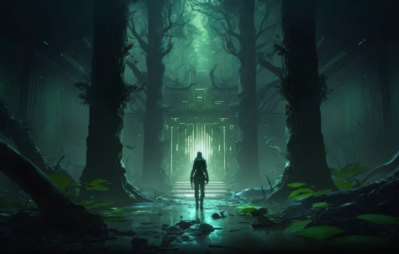 Photo wallpaper glow, Lara Croft, Lara Croft, damn place, Lara Croft Rise Of The Tomb Raider, forest …