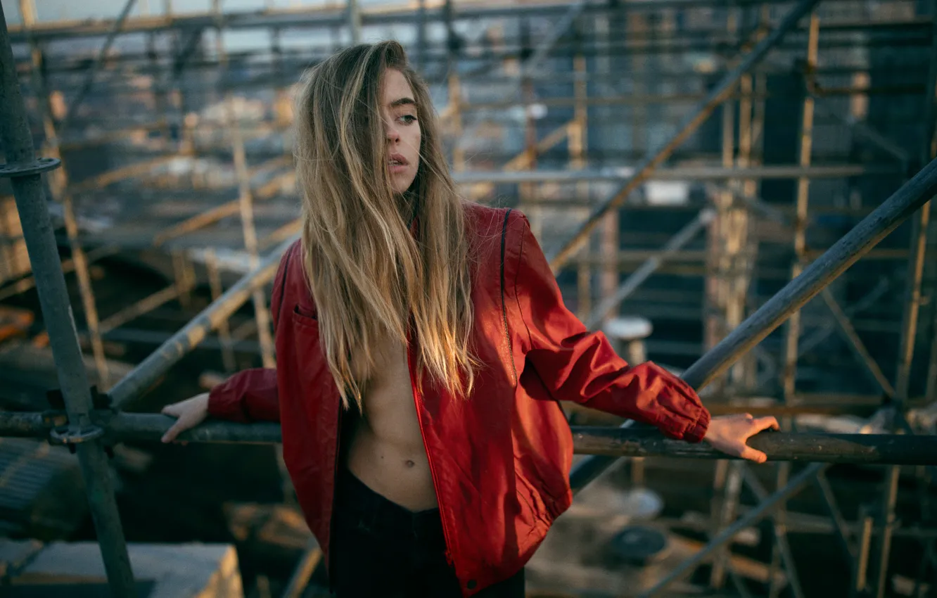 Photo wallpaper girl, face, background, jacket, Marta