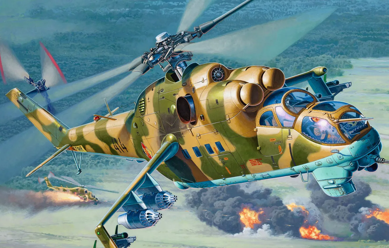 Photo wallpaper art, Mi-24, Attack helicopter, OF THE AIR FORCE OF THE GDR