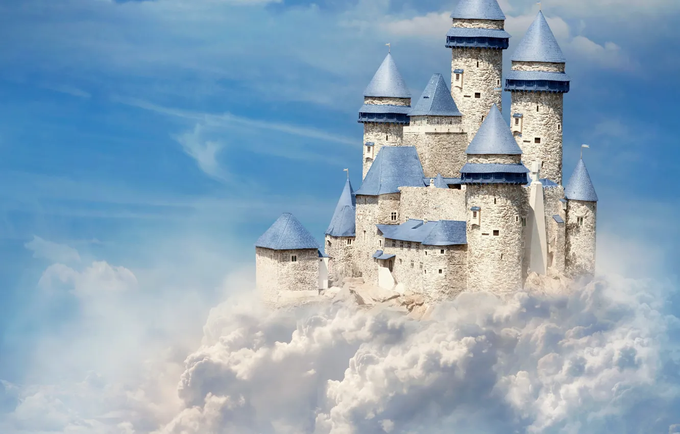 Photo wallpaper the sky, clouds, castle, art