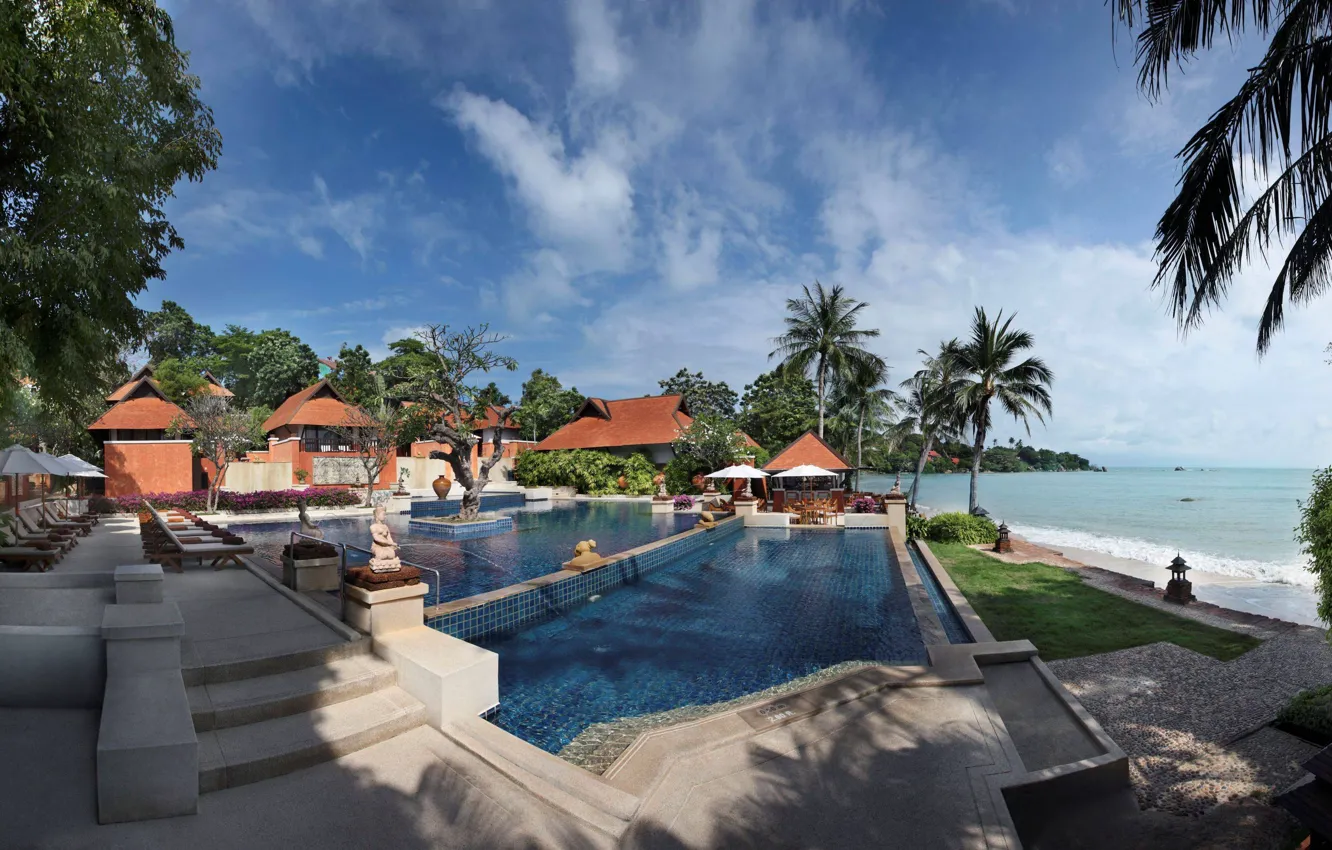 Photo wallpaper beach, palm trees, the ocean, pool, Thailand, resort, Rayong