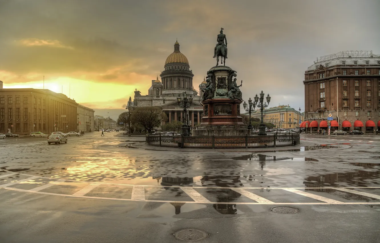 Photo wallpaper sunset, Saint Petersburg, after the rain