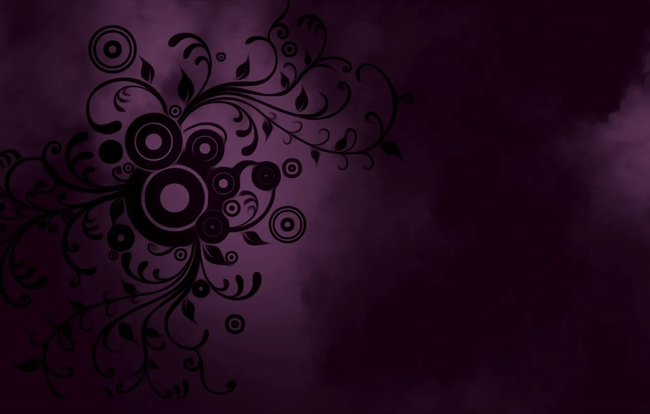 Photo wallpaper purple, circles, flowers, patterns, smoke, minimalism