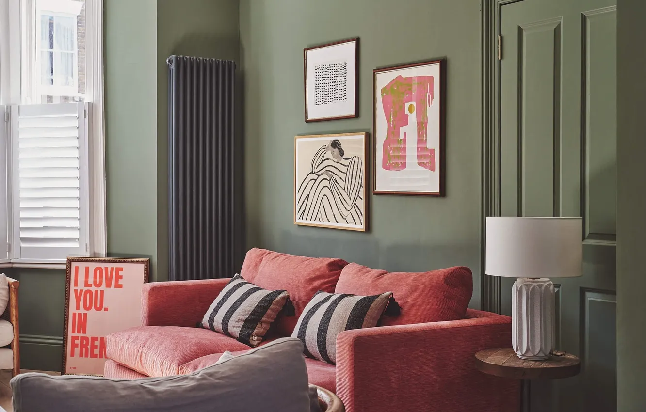 Photo wallpaper design, style, room, lamp, interior, picture, living room, upholstered furniture