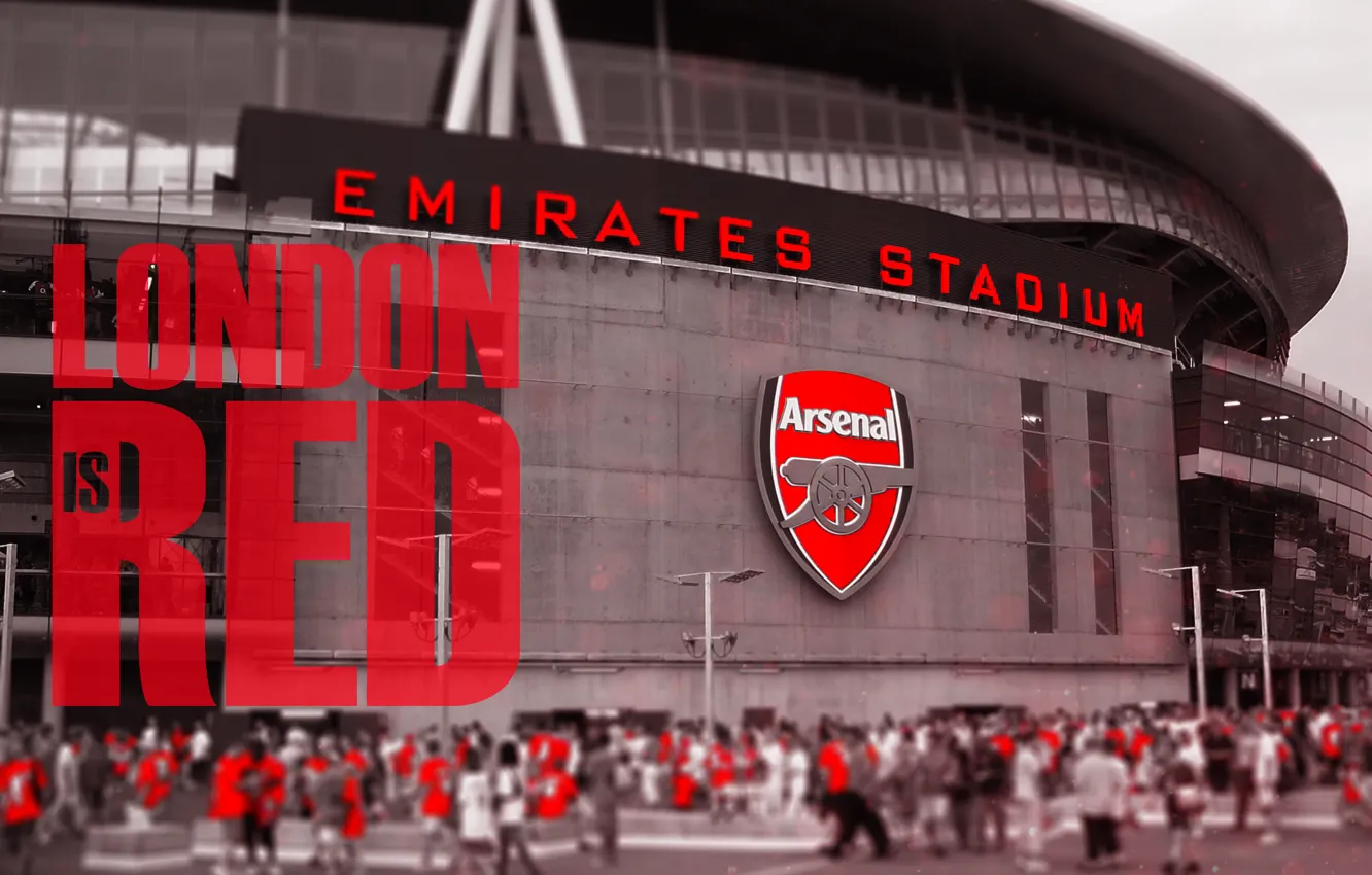 Photo wallpaper red, stadium, Emirates, football, Arsenal, London, fanart