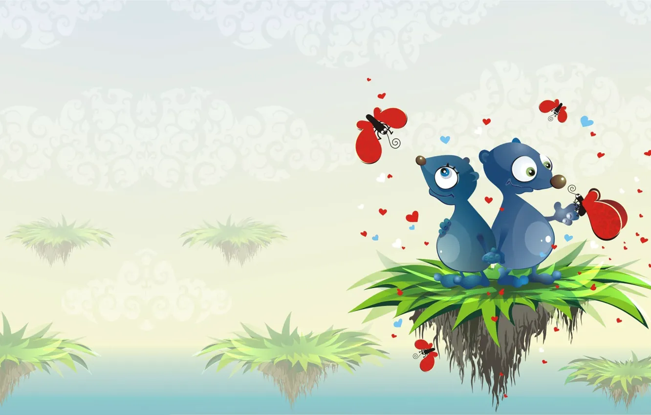 Photo wallpaper butterfly, the skeleton, art, Oblako, children's