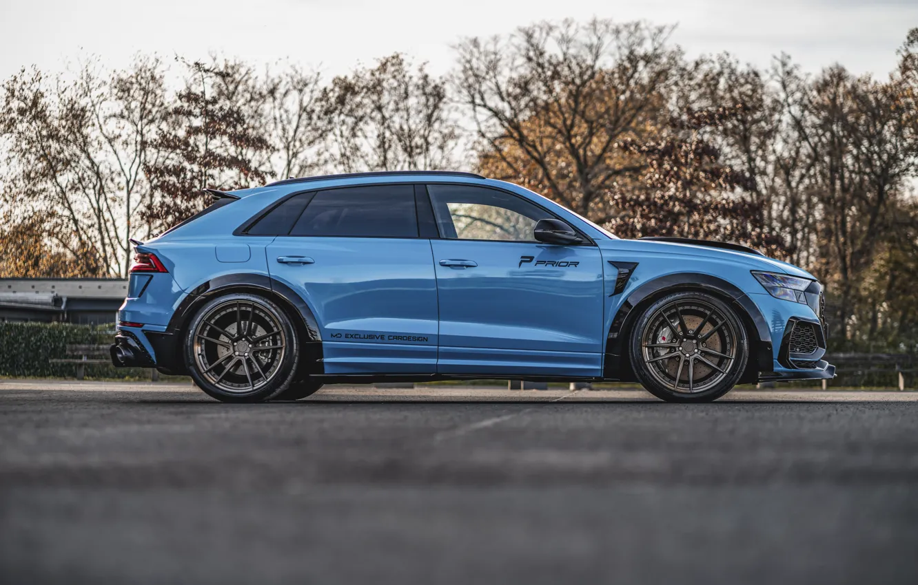 Photo wallpaper Audi, Blue, Side, Prior Design, RS Q8, Audi RS Q8