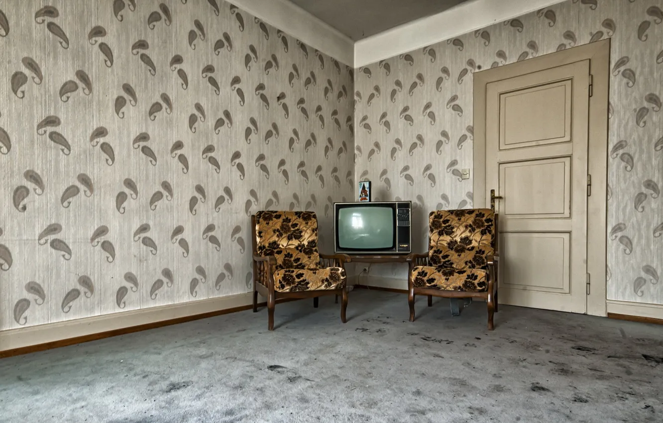 Photo wallpaper room, interior, chair, TV